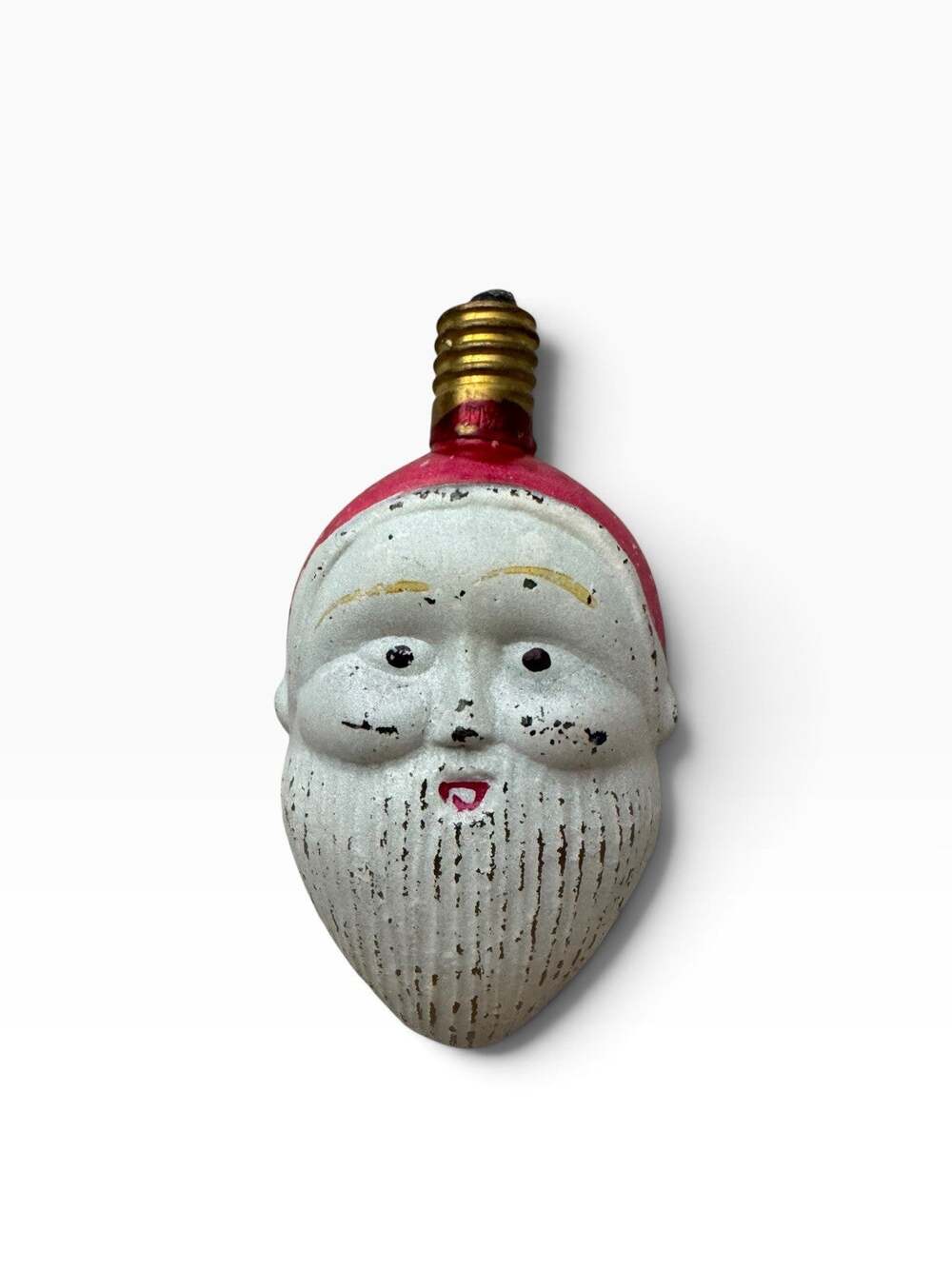 Antique Vintage Christmas Light Bulb Figural Santa Head Santa Face Holiday